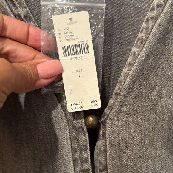 NWT Pilcro Puff Sleeve Mini Denim Gray  Dress - Picture 9 of 9